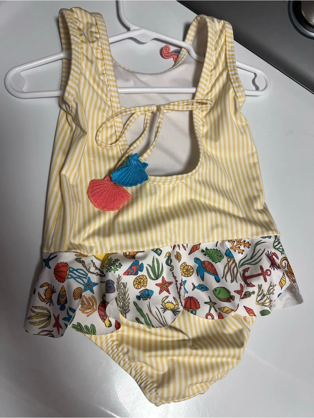 Gymboree Yellow Stripe One-Piece Swimsuit with Sea Life Patches